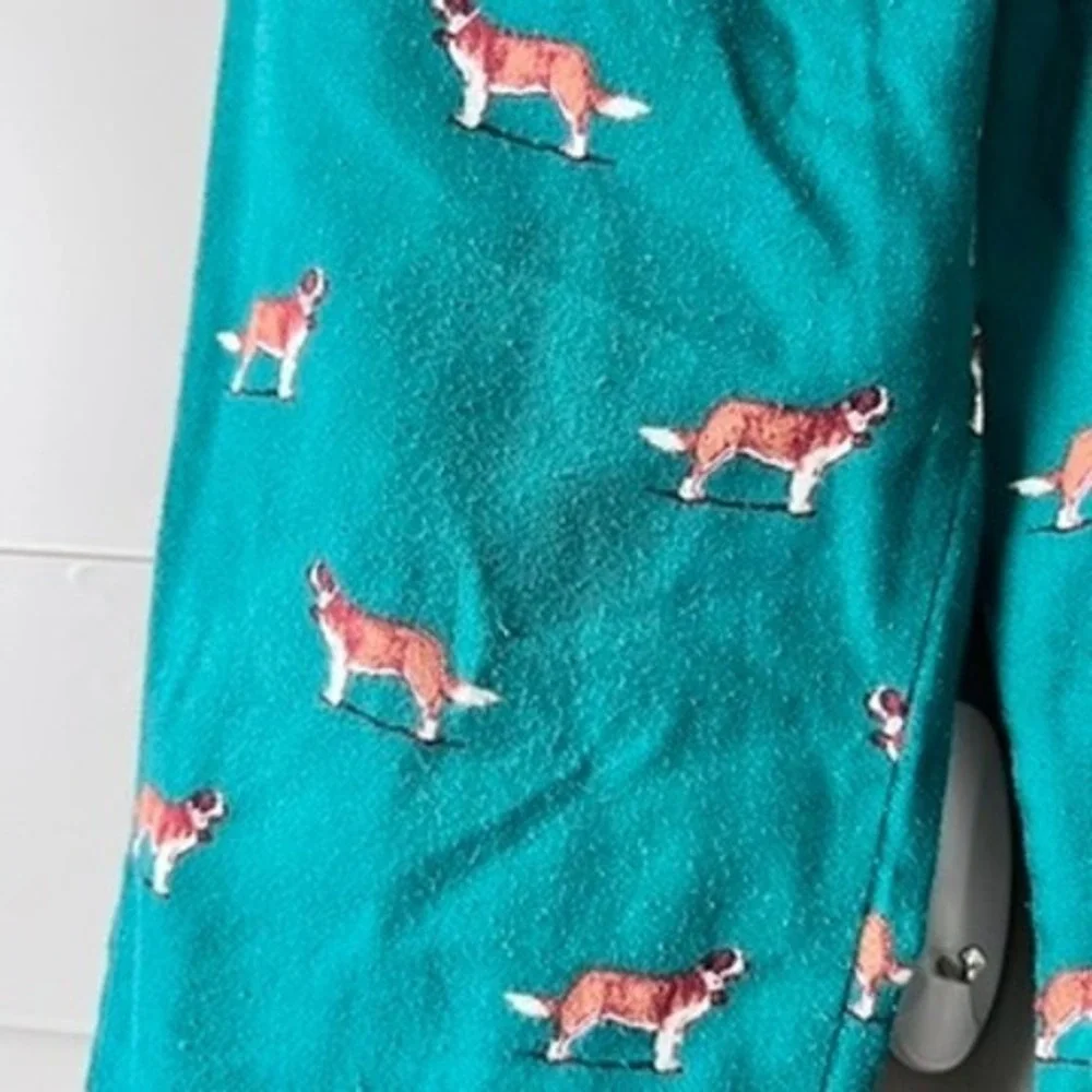 Crewcuts Boys Girls Teal Green Saint Bernard Dog Print Pajama‎ Pants Size S 6-7